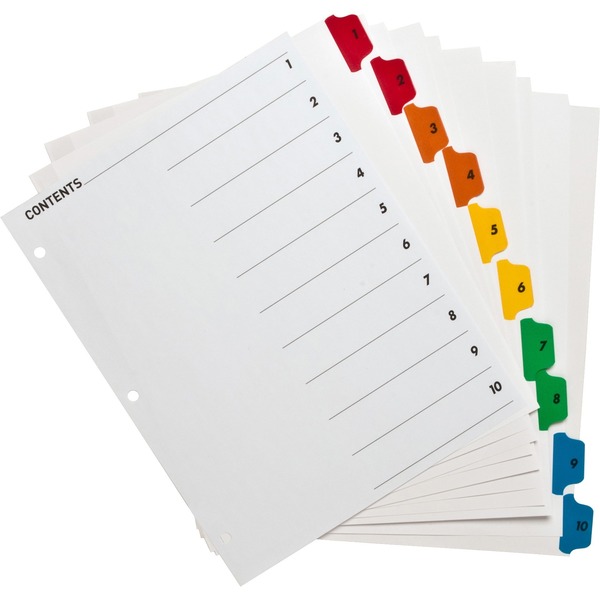 Business Source Table of Content Quick Index Dividers Printed Tab(s), PK10 21902